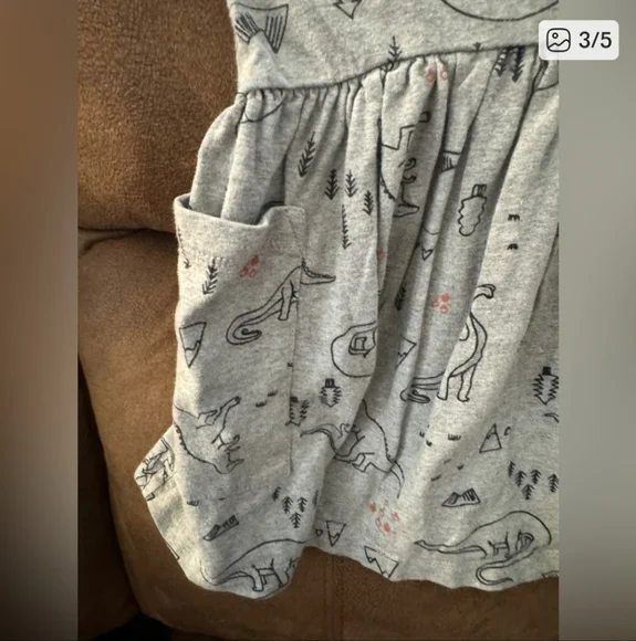 Hanna Andersson Gray Dinosaur Print Kids Dress - Picture 2 of 3